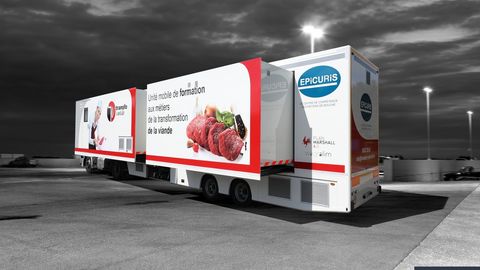 Foldable training truck for meat cutting