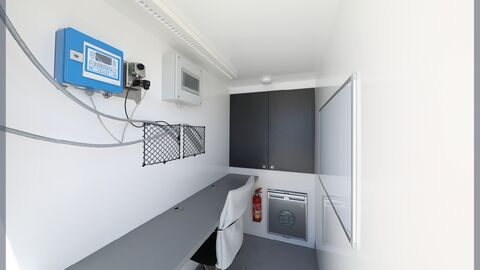 Ergonomic mobile pollution control cradle with office space Ergonomic mobile pollution control cradle with office space