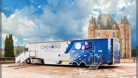 Cinema truck travelling the French territory