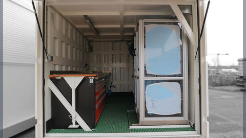 A 10-foot ISO container with a fully equipped mobile workshop