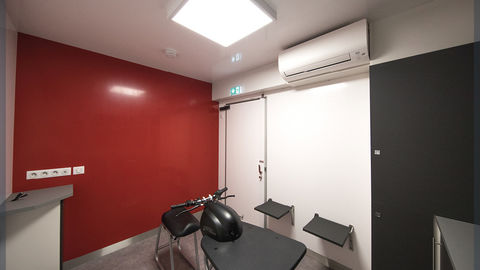 Training room with a two-wheel driving simulator