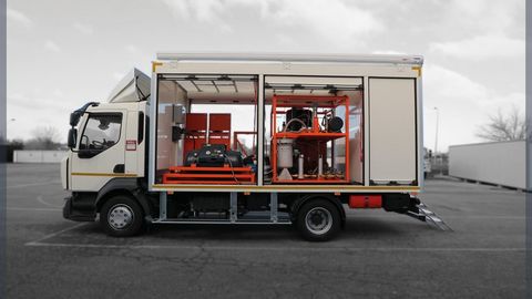 A functional service truck that becomes a real mobile workshop