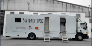 Camion solidaire Solidaritruck pour aller au-devant des populations les plus démunies