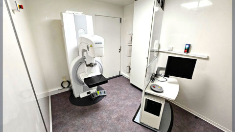 Breast cancer screening and prevention room in a mobile mammography unit