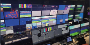 The OB truck, a technical area where video and audio streams are orchestrated